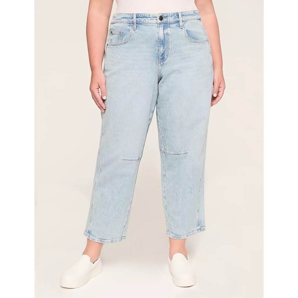 NEW Lane Bryant Mid Rise Ankle Curved Barrel‎ Jean Size 28 Light Wash Minimalist